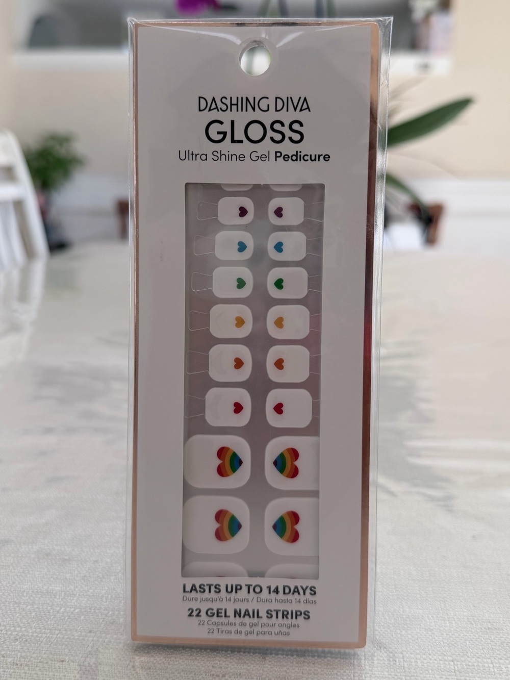 Dashing Diva GLOSS 22 Gel Pedicure Nail Strips - Rainbow Hearts